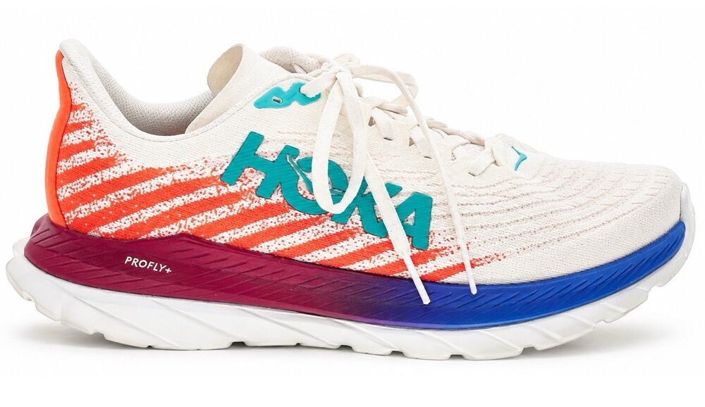 HOKA One One Mach 5 Women’s Size 7.5 White Coral Blue Running Shoes Sneakers
